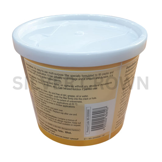 Bossil All Purpose Putty Filler - 2-Pack (500g Each) w/Scraper - Versatile Repair - Walls, Ceilings, Drywall - Paintable, Non-Shrinking - Quick-Drying - Ideal for Indoors - DIY Cost-Efficient Kit (2) Bossil
