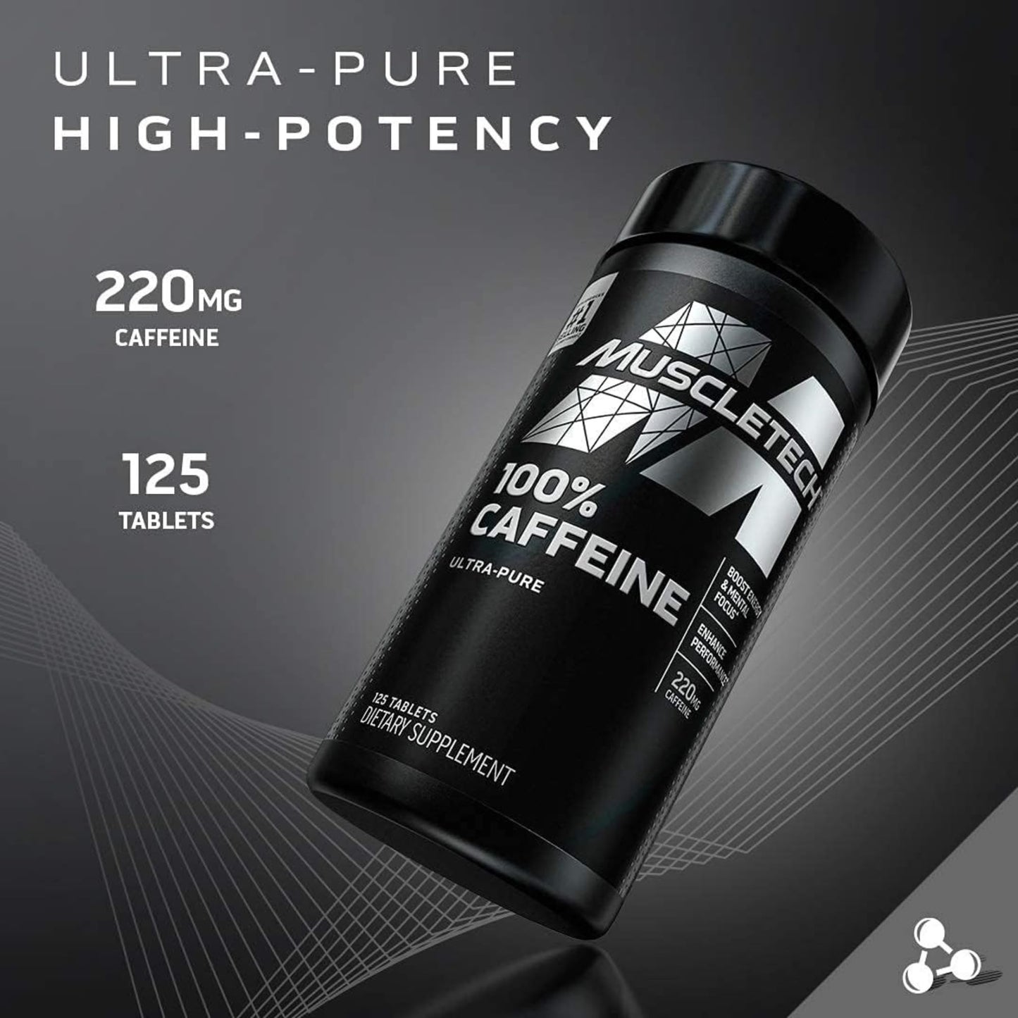 MuscleTech 100% Caffeine Boost: Ultra-Pure Energy Pills for Maximum Vitality - 125 Tablets