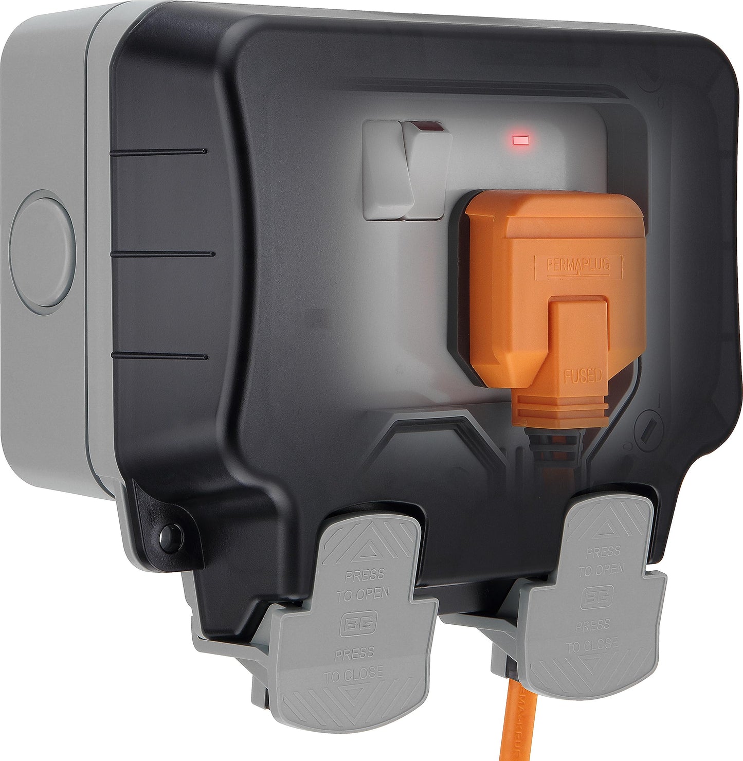 BG Electrical WP22-01 Double IP66 Weatherproof Outdoor Switched Power Socket, 13A, Grey
