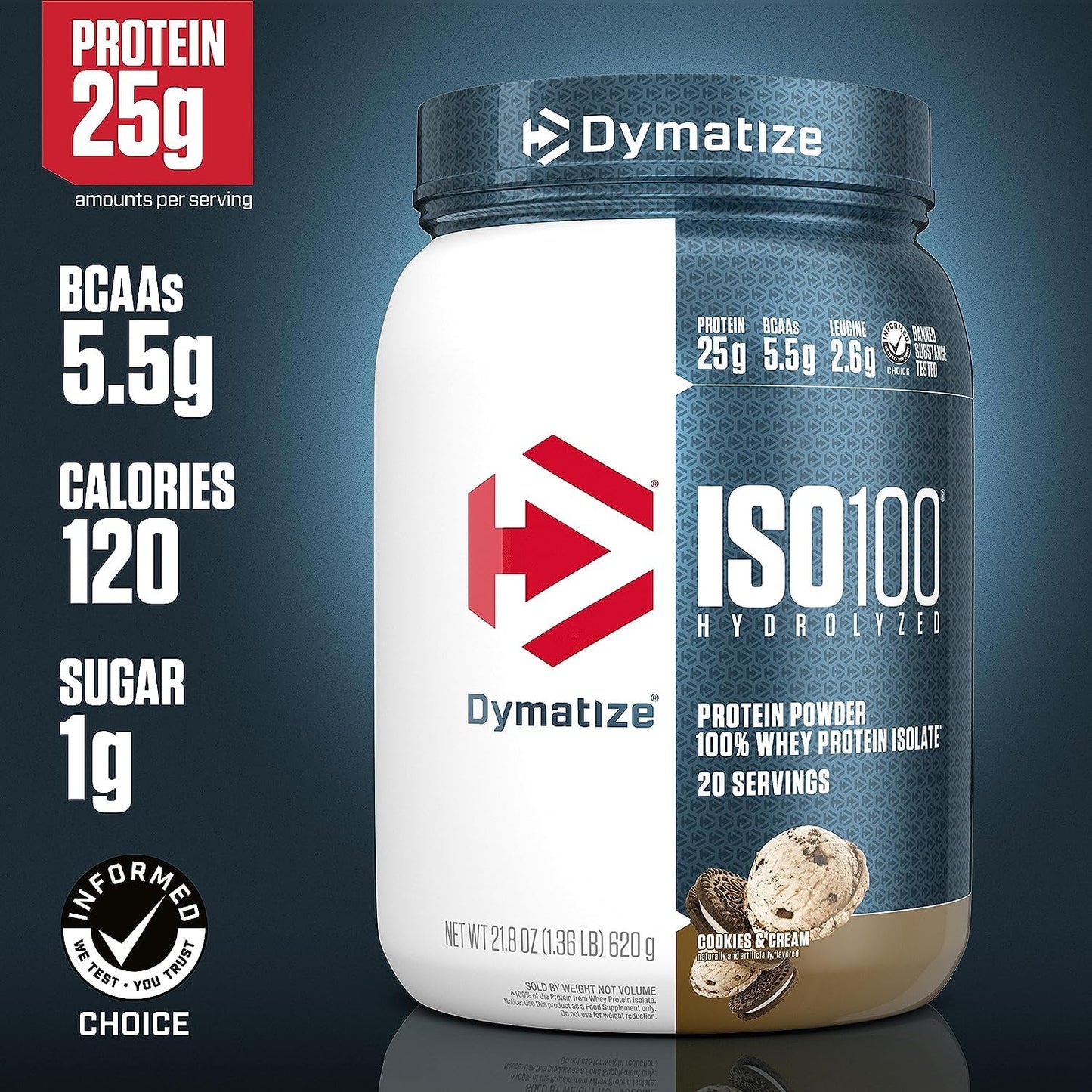 Dymatize ISO 100 20 Serving Cookies And Cream 620 Gm