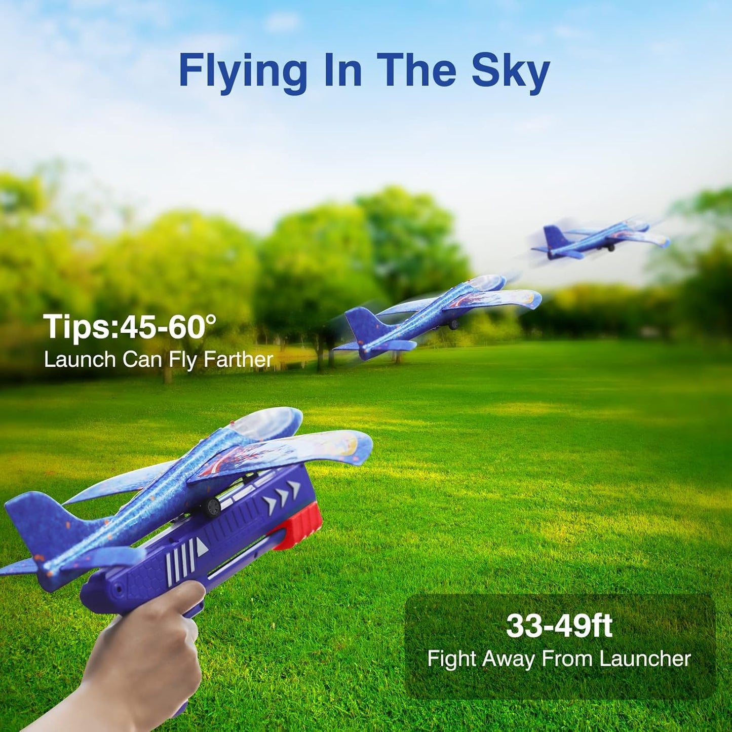 INFLUX Airplane Launcher Gun for Kids - (Pack of 2) Foam Glider Plane with Launcher Set, Includes Two Catapult Planes for Boys and Girls, Perfect for Kids 4-5 Years Old