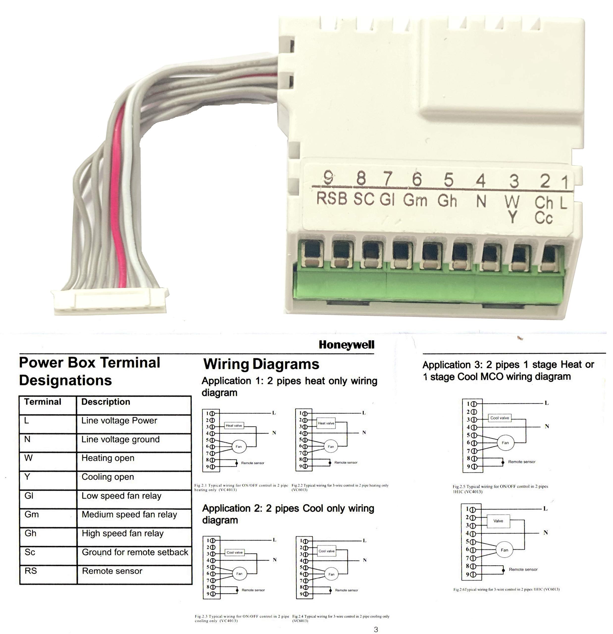 Honeywell Home T6861H2WG fancoil On/Off thermostat, with remote sensor and remote setback inputs
