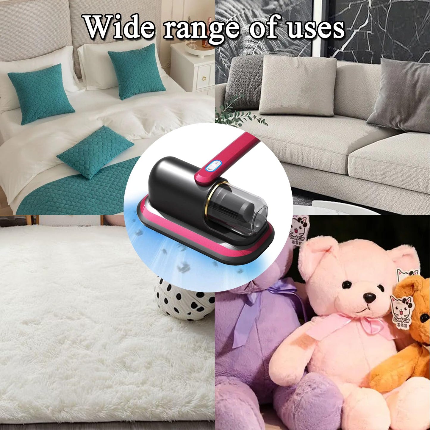 AWH B IOTSES Bed Vacuum Cleaner Upgraded Cordless UV Vacuum Cleaner, Handheld deep Mattress Vacuum Cleaner, Effectively Cleans Bedding, Sofas, Carpets and Other Fabric Surfaces ‎AWH