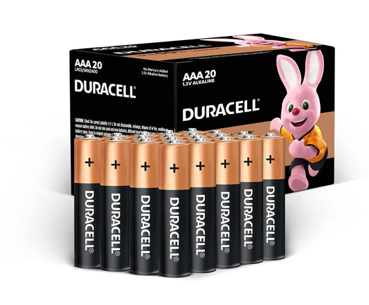 DURACELL, AAA 1.5V Alkaline LR03 / MN2400 Batteries Long Lasting Power, Pack of 20, 10 Years Shelf Life Duracell