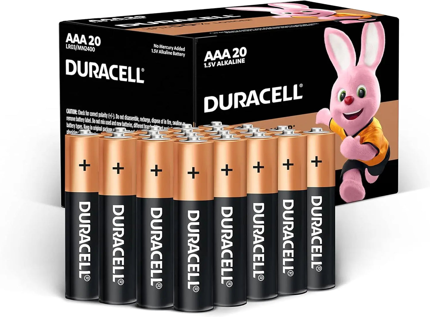 DURACELL, AAA 1.5V Alkaline LR03 / MN2400 Batteries Long Lasting Power, Pack of 20, 10 Years Shelf Life Duracell