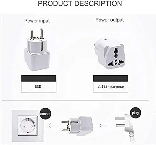 TopDeal Type E/F 2-Pin Grounded Plug Adapter (EU plug 3 Pieces) Generic